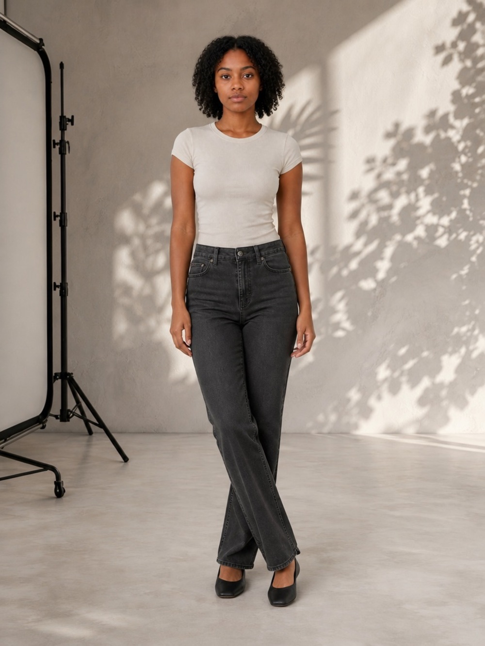 Ashley Stewart Straight Leg Jeans in Washed Black